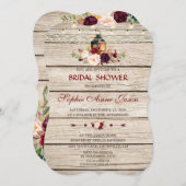 Burgundy Marsala Floral Lantern Bridal Shower Invitation (Front/Back)