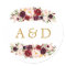 Burgundy Marsala Floral Wedding Favor Sticker