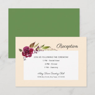 Burgundy Marsala Floral   Wedding Reception Invitation