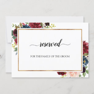Burgundy Marsala Floral Wedding Reserved Sign Invitation