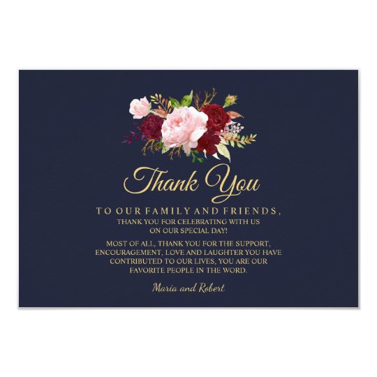 Burgundy Marsala Floral Wedding Thank You Card | Zazzle.com