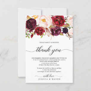 Burgundy Marsala In Lieu of Favors Place Card