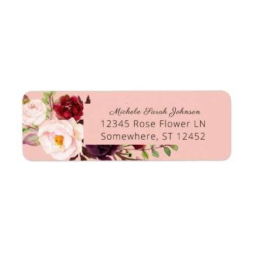 Burgundy Marsala Pink Floral Wedding Pink 2 Label