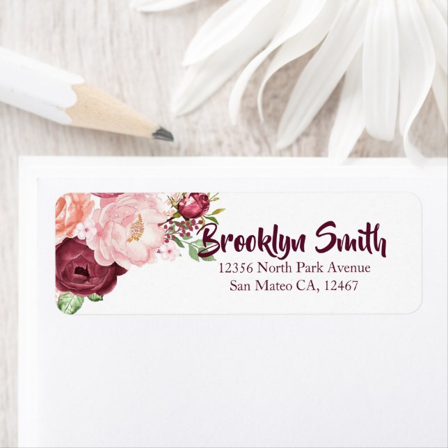 Burgundy/Marsala & Pink Peony Bouquet Label (Insitu)