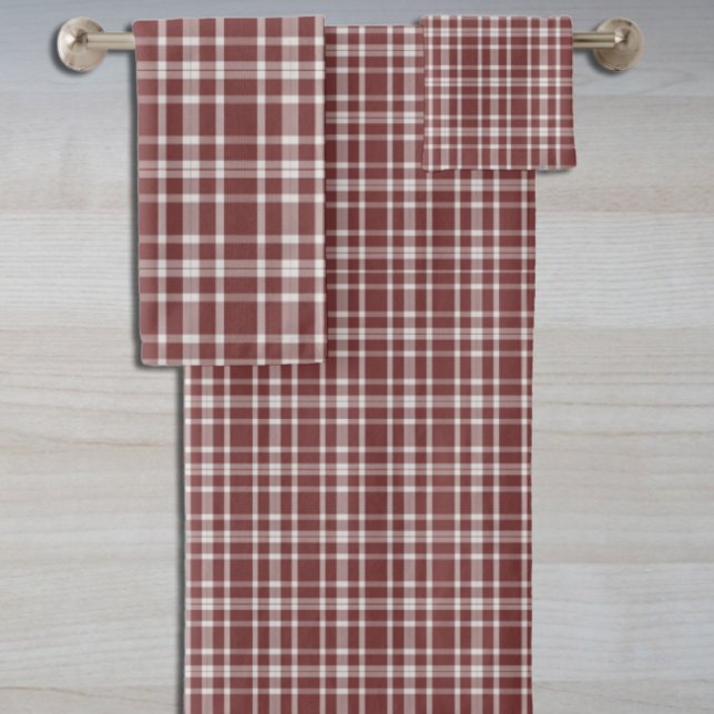 Burgundy Marsala Plaid Bath Towel Set (Creator Uploaded)