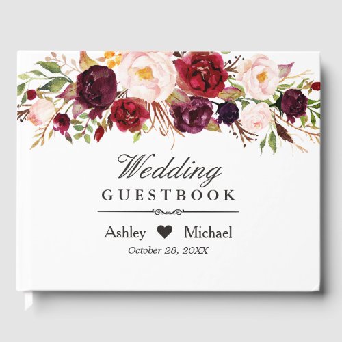 Burgundy Marsala Red Autumn Floral Wedding