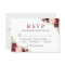 Burgundy Marsala Red Floral Meal Choice Wedding