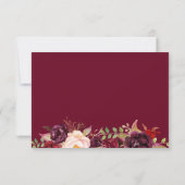 Burgundy Marsala Red Floral Meal Choice Wedding RSVP Card (Back)