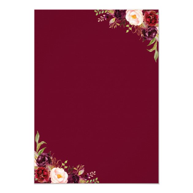 Burgundy Marsala Red Floral Thanksgiving Party Card