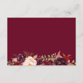 Burgundy Marsala Red Floral Wedding Details Info Enclosure Card (Back)