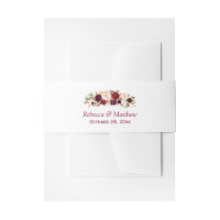 Burgundy Marsala Rustic Floral Chic Wedding Invitation Belly Band