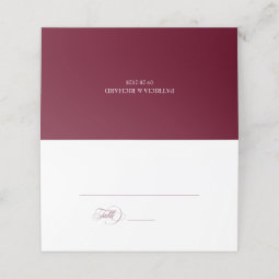Burgundy Marsala Simple Elegant Wedding Place Card | Zazzle