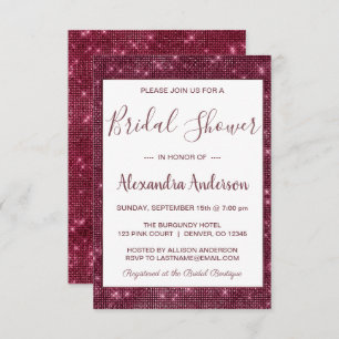 Burgundy Marsala Sparkle Bridal Shower Invitation
