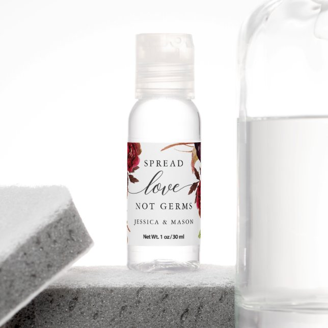 Burgundy Marsala Spread Love Not Germs Hand Sanitizer (Insitu)