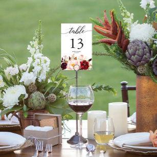 Burgundy Marsala Wedding Table Numbers