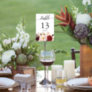 Burgundy Marsala Wedding Table Numbers at Zazzle