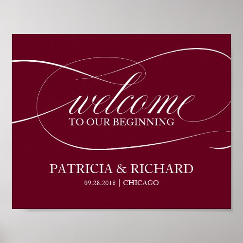 Burgundy Marsala Welcome To Our Beginning Poster