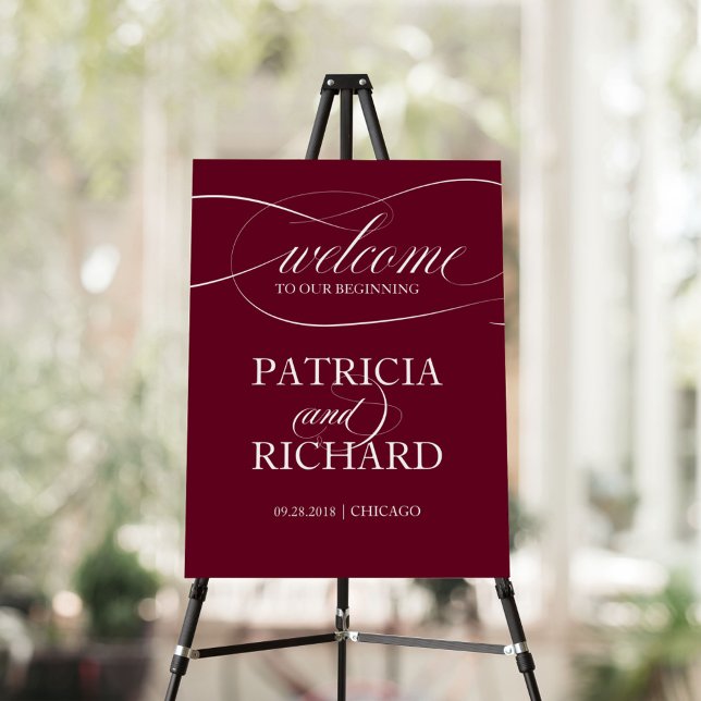 Burgundy Marsala Welcome To Our Beginning Sign (Creator Uploaded)