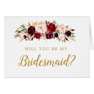 Burgundy Marsala Will You Be My Bridesmaid Card