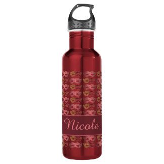 Burgundy Masks Stainless Steel Water Bottle