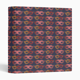 Burgundy Masquerade Masks Pattern 3 Ring Binder