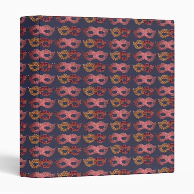 Burgundy Masquerade Masks Pattern 3 Ring Binder (Front/Spine)