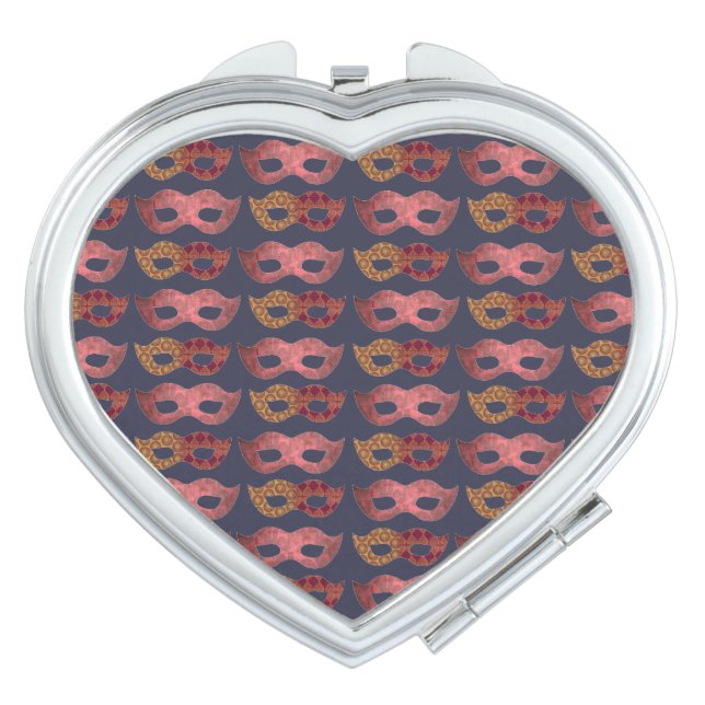 Burgundy Masquerade Masks Pattern Compact Mirror (Front)