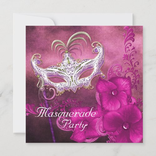 Burgundy Masquerade Party Invitation