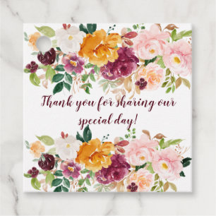 Burgundy Mauve Blush Saffron Rustic Floral Favor Tags