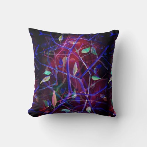 Burgundy Mauve Foliage in Dramatic Style Throw Pillow