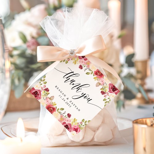 Wedding Favor Tags 18 Burgundy Merlot Floral Wedding Thank You Favor Tags