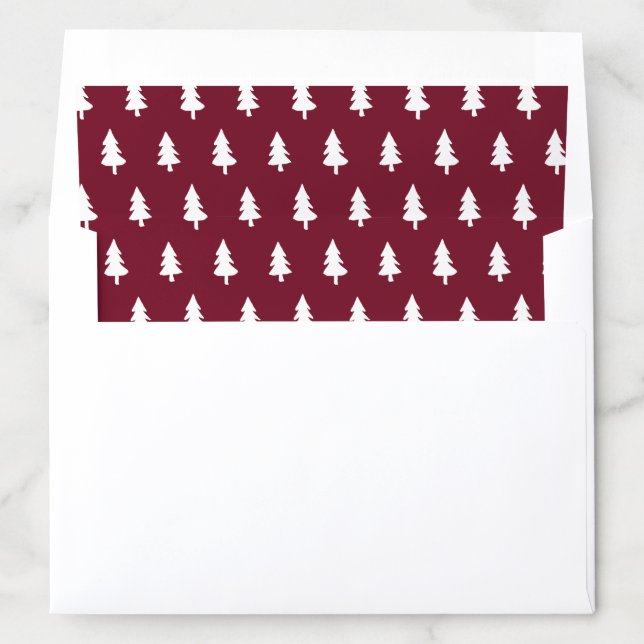 Burgundy Merlot Pine Wood Christmas Pattern Envelope Liner (In Envelope)