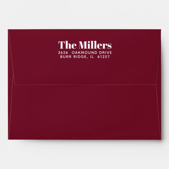 Burgundy Merlot Red Address Template Holiday Envelope (Back (Top Flap))