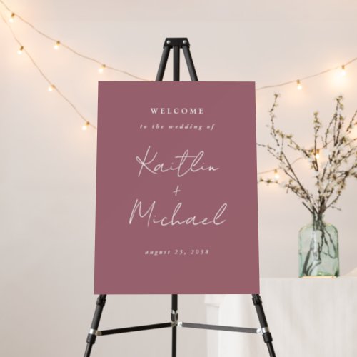 Burgundy Merlot Wedding Welcome Sign Handwriting