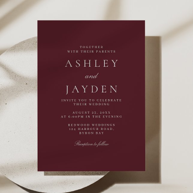 Burgundy Merlot Wine Minimal Wedding Invitation (Creator Uploaded)