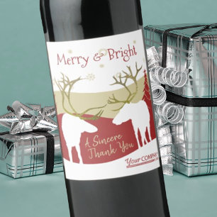 Burgundy Merry & Bright Holiday Bottle Label