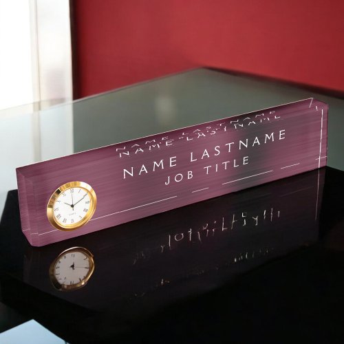 Burgundy Metallic Corporate Custom Professional Desk Name Plate