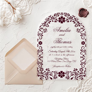 Burgundy Mexican Timeless Wedding  Acrylic Invitations