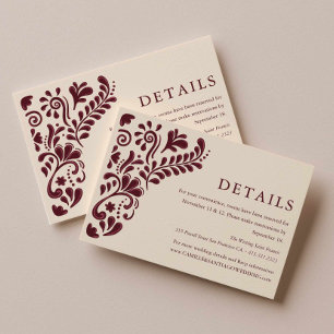 Burgundy Mexican Wedding Details Card Insert