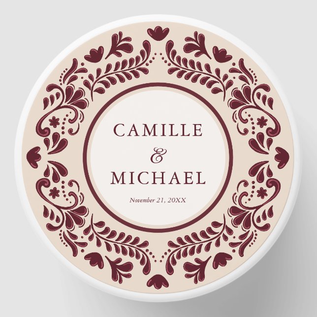 Burgundy Mexican Wedding Mini Candle Favors (Front)