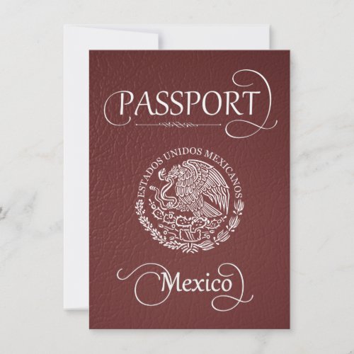 Burgundy Mexico Passport Save the Date Card