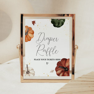Burgundy Minimalist Autumn Pumpkin Diaper Raffle Poster