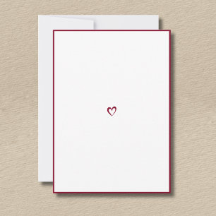 Burgundy Minimalist Border Little Heart No Text  Note Card
