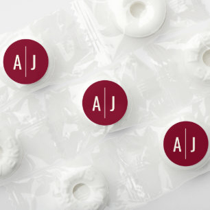 Burgundy Minimalist Elegant Monogram Wedding Life Saver® Mints
