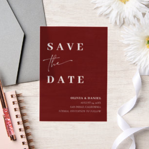 Burgundy Minimalist Elegant Save the Date Vellum Invitations