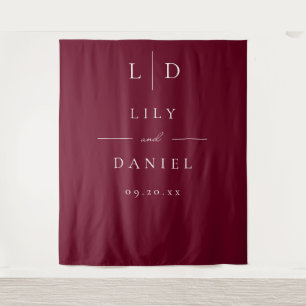Burgundy Minimalist Monogram Wedding Backdrop
