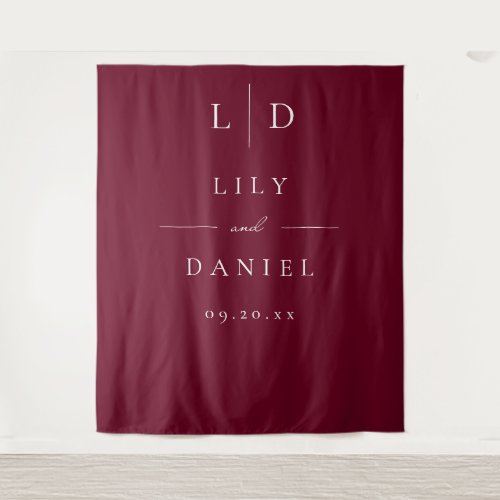 Burgundy Minimalist Monogram Wedding Backdrop