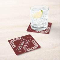 Burgundy Minimalist Paper Wedding Coasters