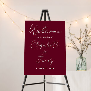 Burgundy Minimalist Script Wedding Welcome Sign