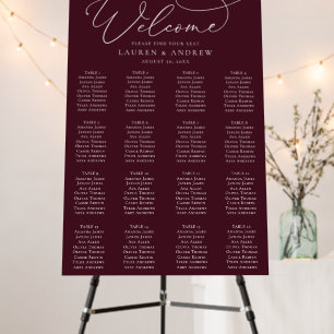 Burgundy Minimalist Seating Chart Foam Board